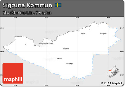 Silver Style Simple Map of Sigtuna Kommun, single color outside
