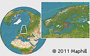 Satellite Location Map of Solna Kommun, within the entire country