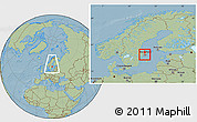 Savanna Style Location Map of Solna Kommun, within the entire country, hill shading