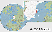 Savanna Style Location Map of Solna Kommun, highlighted country, highlighted parent region, hill shading