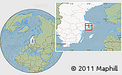 Savanna Style Location Map of Solna Kommun, highlighted country, hill shading