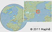 Savanna Style Location Map of Solna Kommun, hill shading