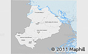 Gray 3D Map of Uppsala Län, single color outside