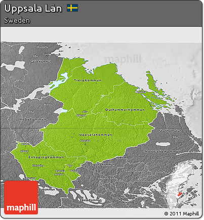 Physical 3D Map of Uppsala Län, desaturated