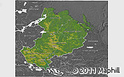 Satellite 3D Map of Uppsala Län, desaturated