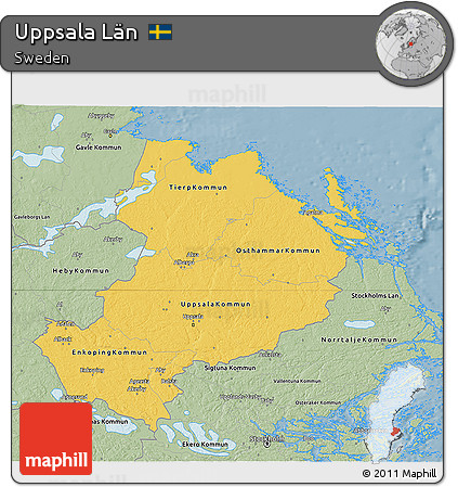 Savanna Style 3D Map of Uppsala Län