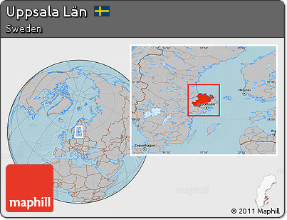 Gray Location Map of Uppsala Län, hill shading