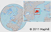 Gray Location Map of Uppsala Län, hill shading