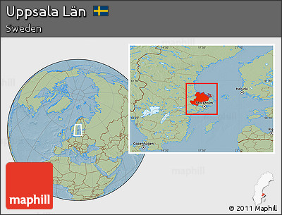 Savanna Style Location Map of Uppsala Län, hill shading