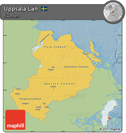 Savanna Style Map of Uppsala Län, single color outside