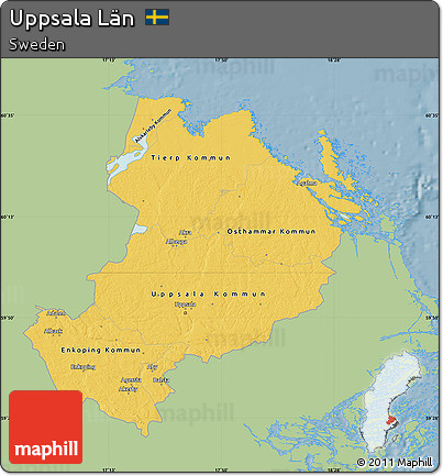 Savanna Style Map of Uppsala Län, single color outside