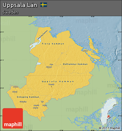 Savanna Style Map of Uppsala Län, single color outside