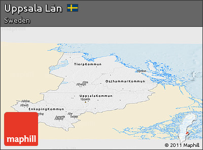 Classic Style Panoramic Map of Uppsala Län, single color outside