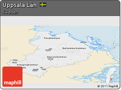 Classic Style Panoramic Map of Uppsala Län, single color outside