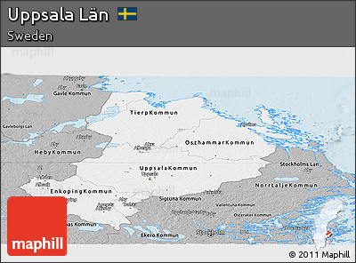 Gray Panoramic Map of Uppsala Län