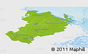 Physical Panoramic Map of Uppsala Län, single color outside
