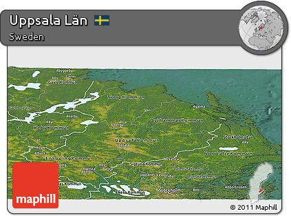Satellite Panoramic Map of Uppsala Län