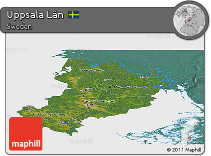 Satellite Panoramic Map of Uppsala Län, single color outside