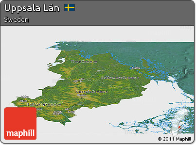 Satellite Panoramic Map of Uppsala Län, single color outside