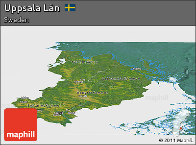 Satellite Panoramic Map of Uppsala Län, single color outside
