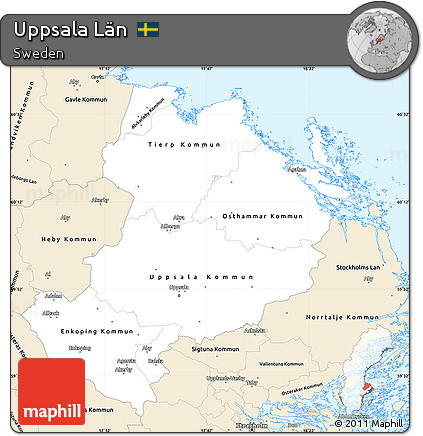 Classic Style Simple Map of Uppsala Län