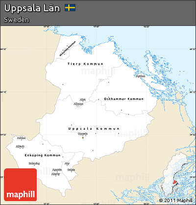 Classic Style Simple Map of Uppsala Län, single color outside