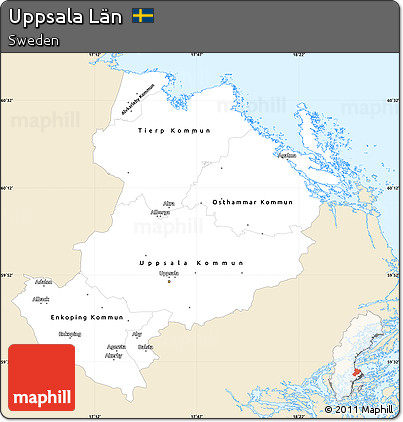 Classic Style Simple Map of Uppsala Län, single color outside