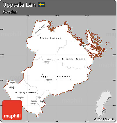 Gray Simple Map of Uppsala Län, cropped outside