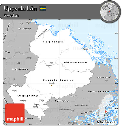 Gray Simple Map of Uppsala Län