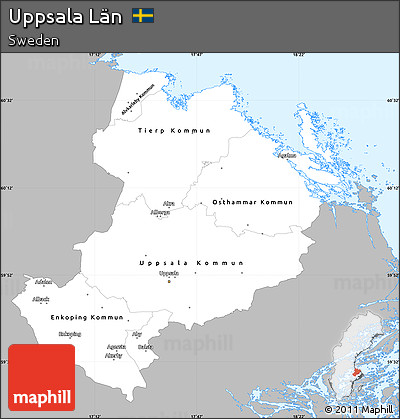 Gray Simple Map of Uppsala Län, single color outside