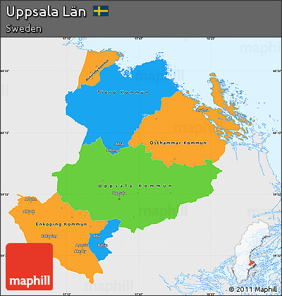 Political Simple Map of Uppsala Län, single color outside