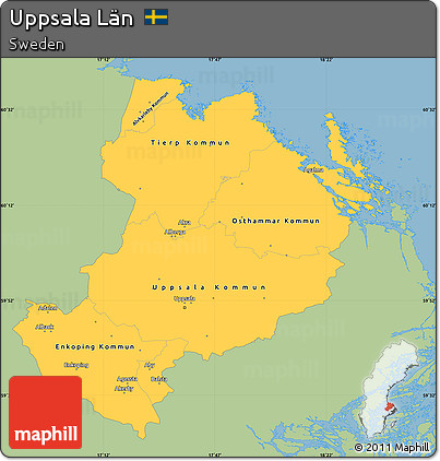 Savanna Style Simple Map of Uppsala Län, single color outside