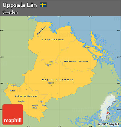 Savanna Style Simple Map of Uppsala Län, single color outside