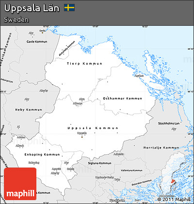 Silver Style Simple Map of Uppsala Län
