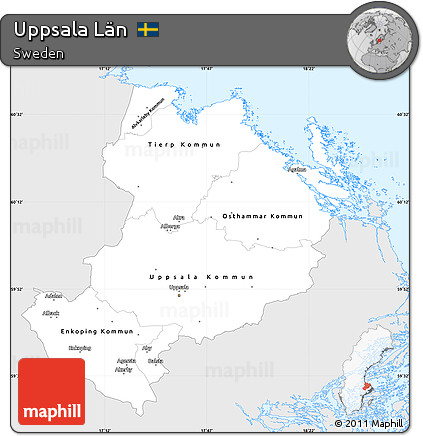 Silver Style Simple Map of Uppsala Län, single color outside