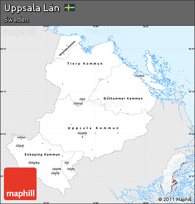 Silver Style Simple Map of Uppsala Län, single color outside