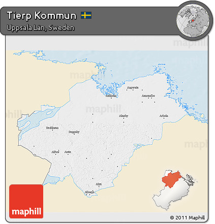 Classic Style 3D Map of Tierp Kommun, single color outside