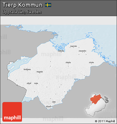 Gray 3D Map of Tierp Kommun, single color outside