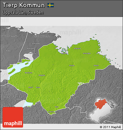 Physical 3D Map of Tierp Kommun, desaturated