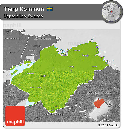 Physical 3D Map of Tierp Kommun, desaturated