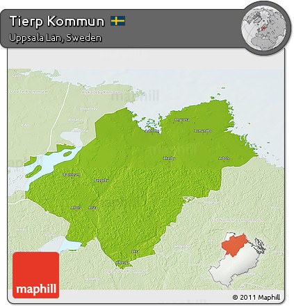 Physical 3D Map of Tierp Kommun, lighten