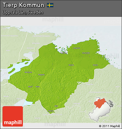 Physical 3D Map of Tierp Kommun, lighten