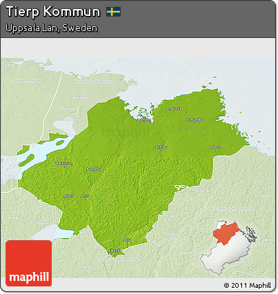 Physical 3D Map of Tierp Kommun, lighten