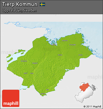 Physical 3D Map of Tierp Kommun, single color outside