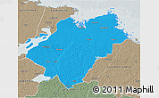 Political 3D Map of Tierp Kommun, semi-desaturated