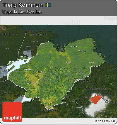 Satellite 3D Map of Tierp Kommun, darken
