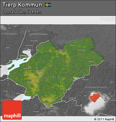 Satellite 3D Map of Tierp Kommun, desaturated
