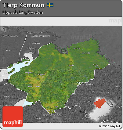 Satellite 3D Map of Tierp Kommun, desaturated