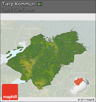 Satellite 3D Map of Tierp Kommun, lighten