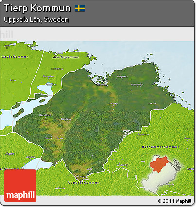Satellite 3D Map of Tierp Kommun, physical outside